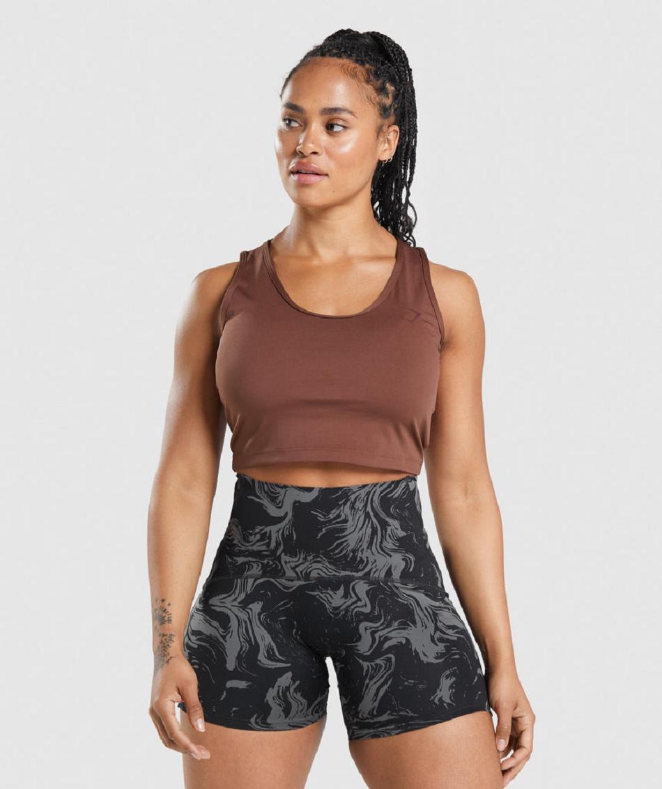 Gymshark Gs Power Open Back Cropped Ženske Majica Bez Rukava Roze Smeđe | HR 3186UZG